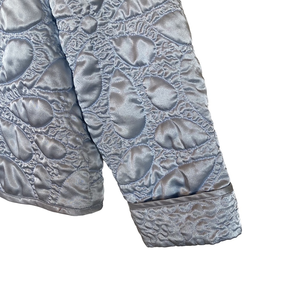 Oscar de la Renta Ice Blue Quilted Satin Bow Jacket Vintage Old Hollywood S - Picture 8 of 15